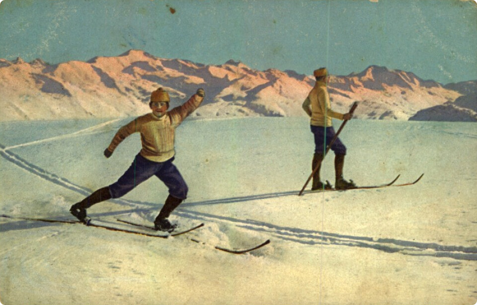 Лыжники в горах. 1904-1920